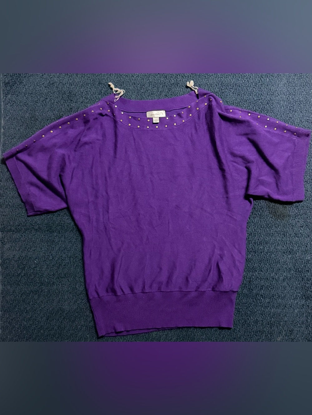 dressbarn Purple Sweater with Gold Stud Accents
